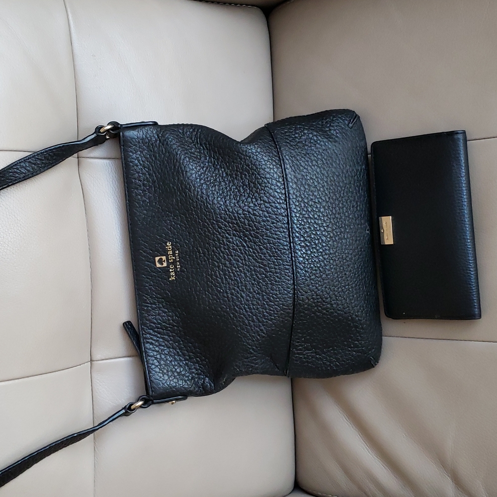 Kate Spade New York crossbody bag and wallet real cow leather new black
